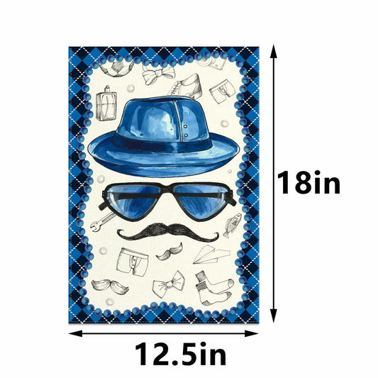 Linen Blue Fathers Day Garden Flag Double Sided 12.5x18 Inch