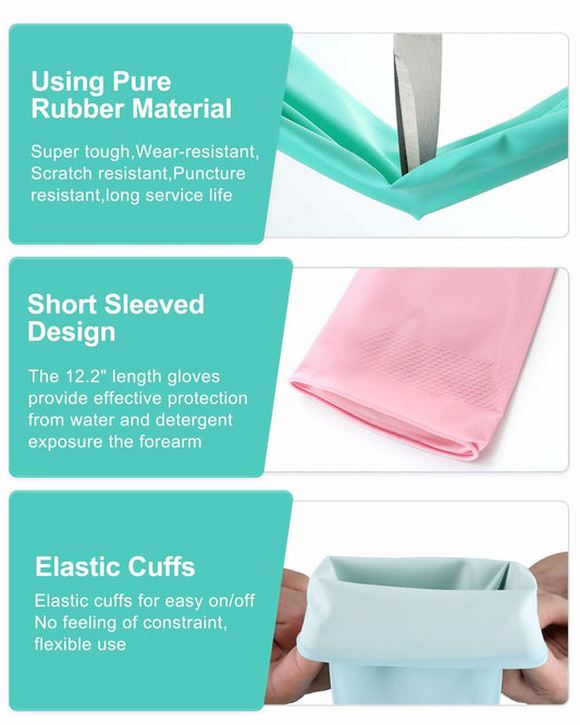 FCTTD Rubber Cleaning Gloves 6 Pairs Small Multicolor Kitchen Dishwashing