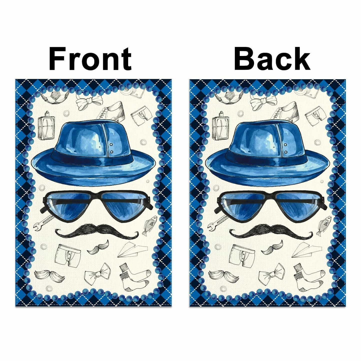 Linen Blue Fathers Day Garden Flag Double Sided 12.5x18 Inch