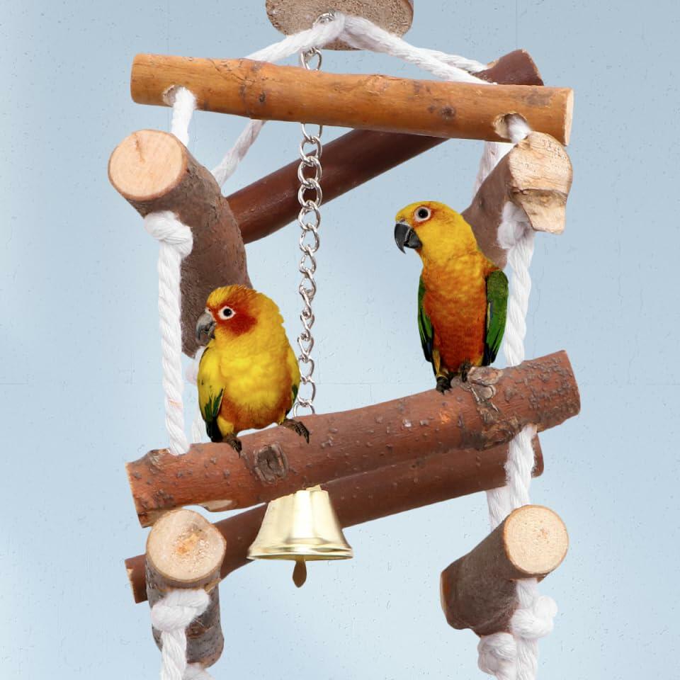 balacoo Wooden Bird Swing Perch Stand for Parakeets Conures Lovebirds