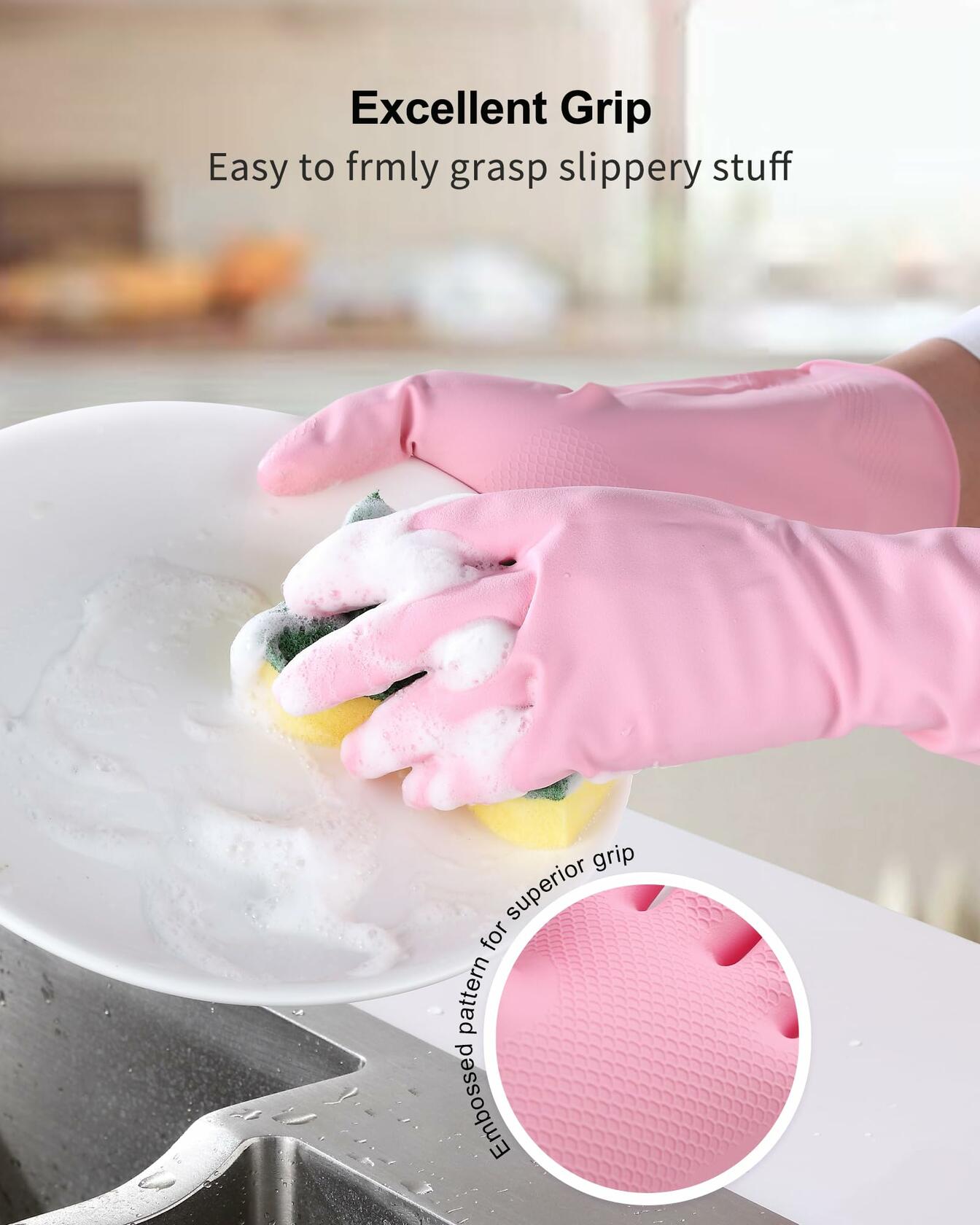 FCTTD Rubber Cleaning Gloves 6 Pairs Small Multicolor Kitchen Dishwashing