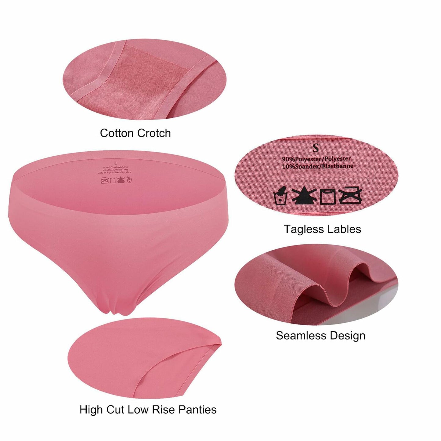 FINETOO 6 Pack Women’s Seamless Hipster Underwear Soft Stretch Bikini XL