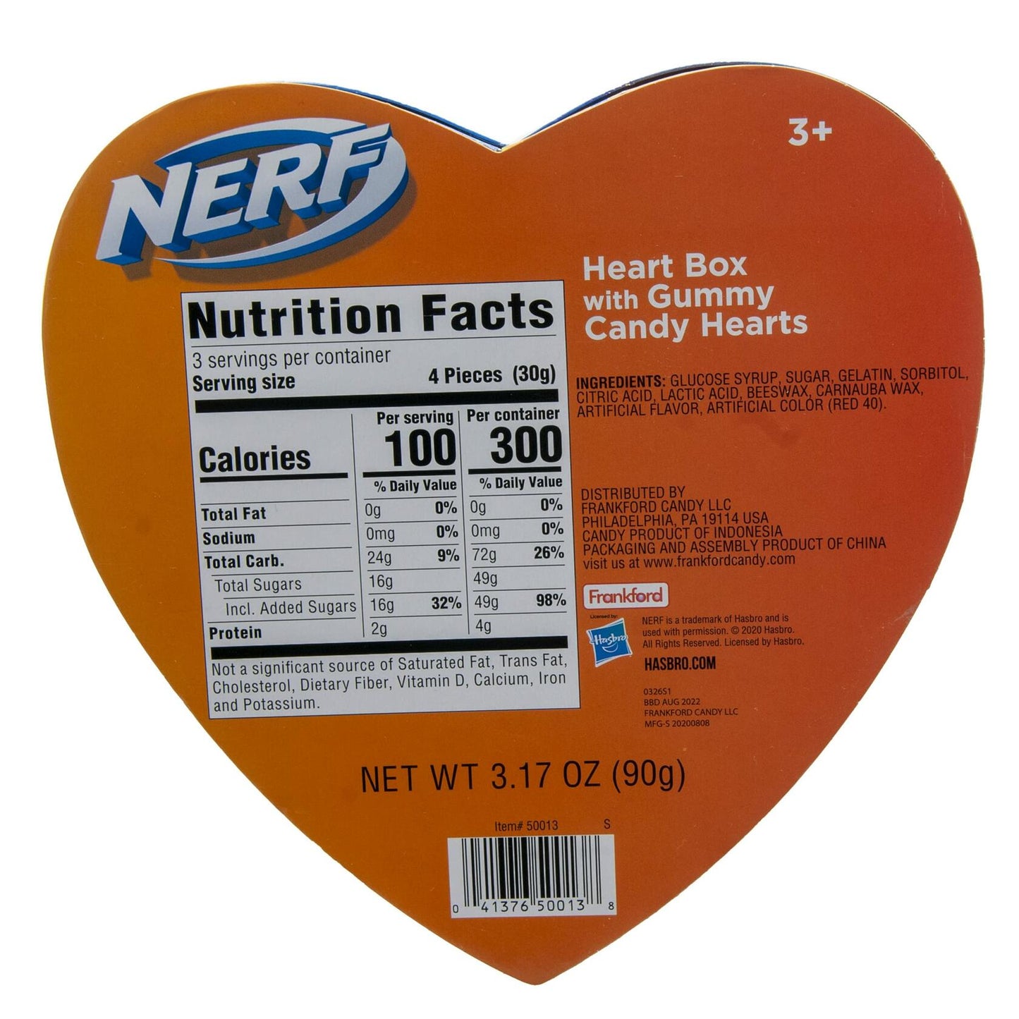 Frankford Candy Nerf Football Heart Shaped Candy Box 3.17oz