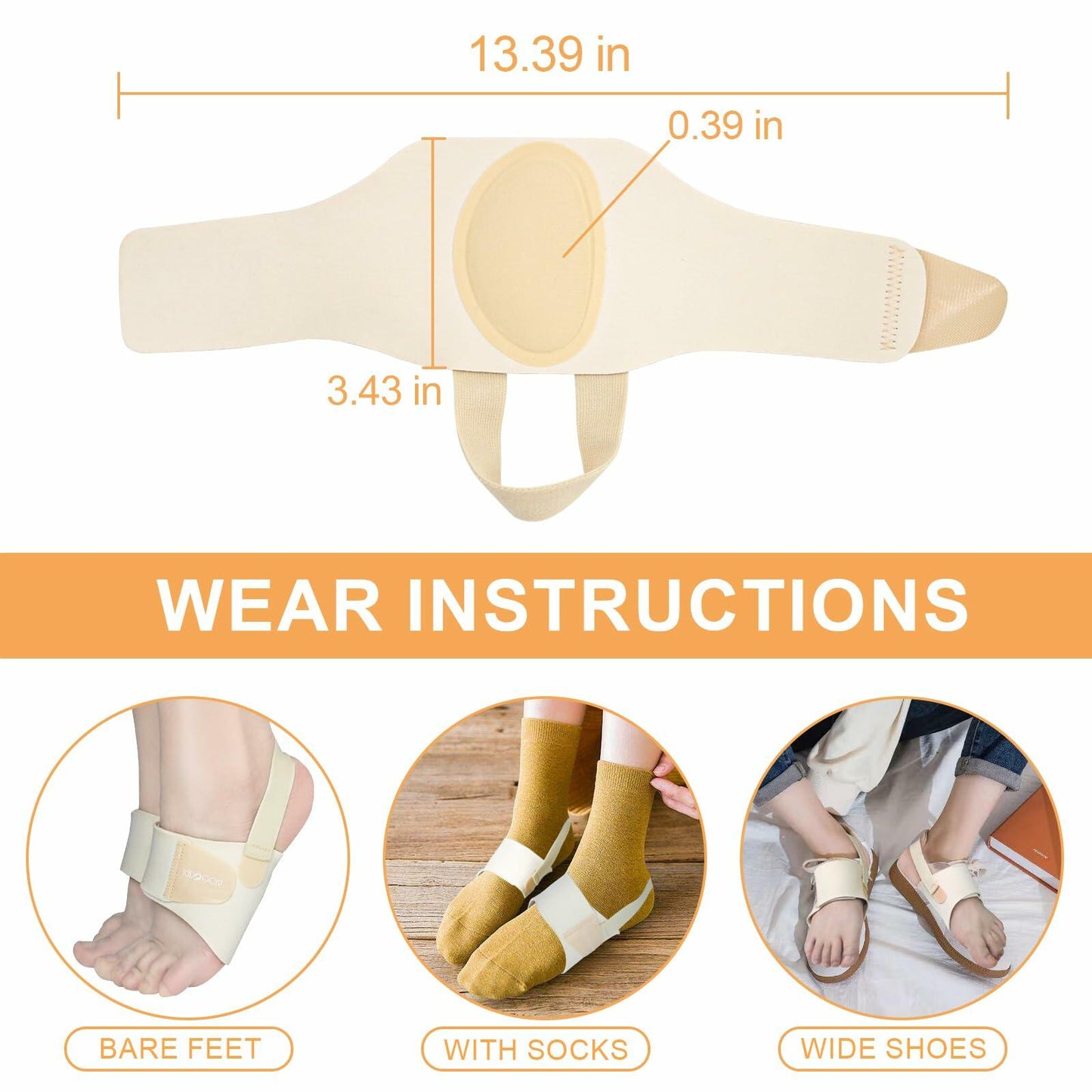 BIGGCOOL Arch Support Bands Adjustable for Flat Feet Pain Relief Compression