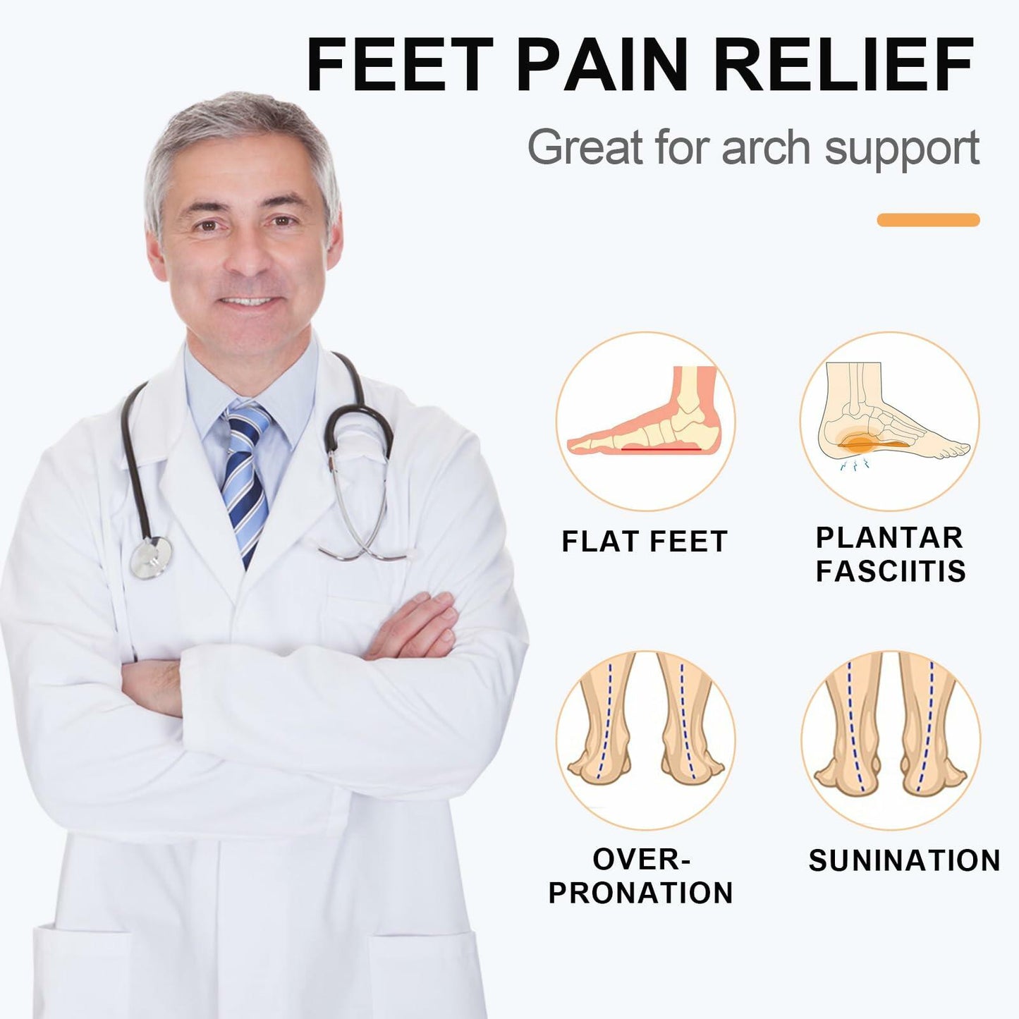 BIGGCOOL Arch Support Bands Adjustable for Flat Feet Pain Relief Compression