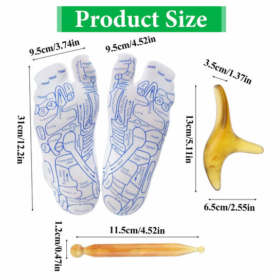 Reflexology Socks Set with Trigger Point Massage Tool Foot Massage Size M