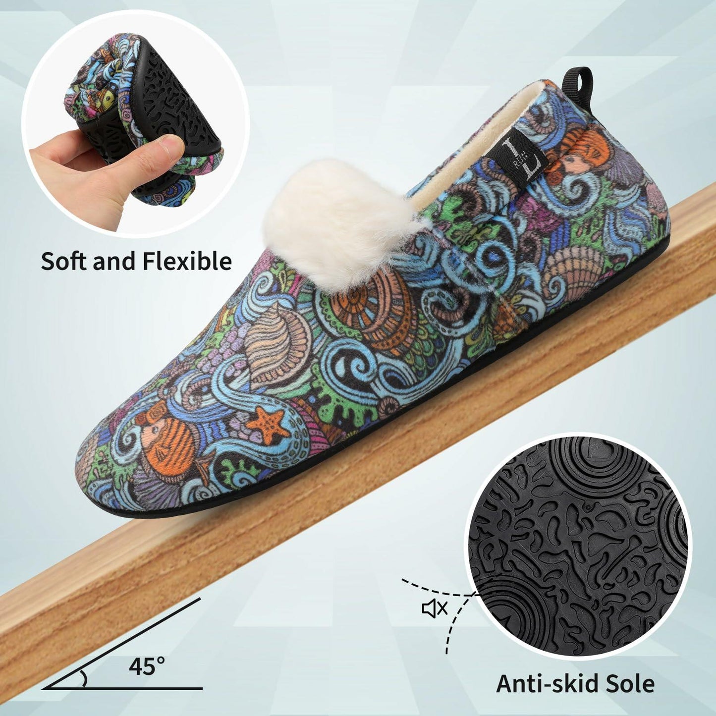 L-RUN Mens Slippers Soft Lightweight Slip-On Indoor Shoes Blue XL US