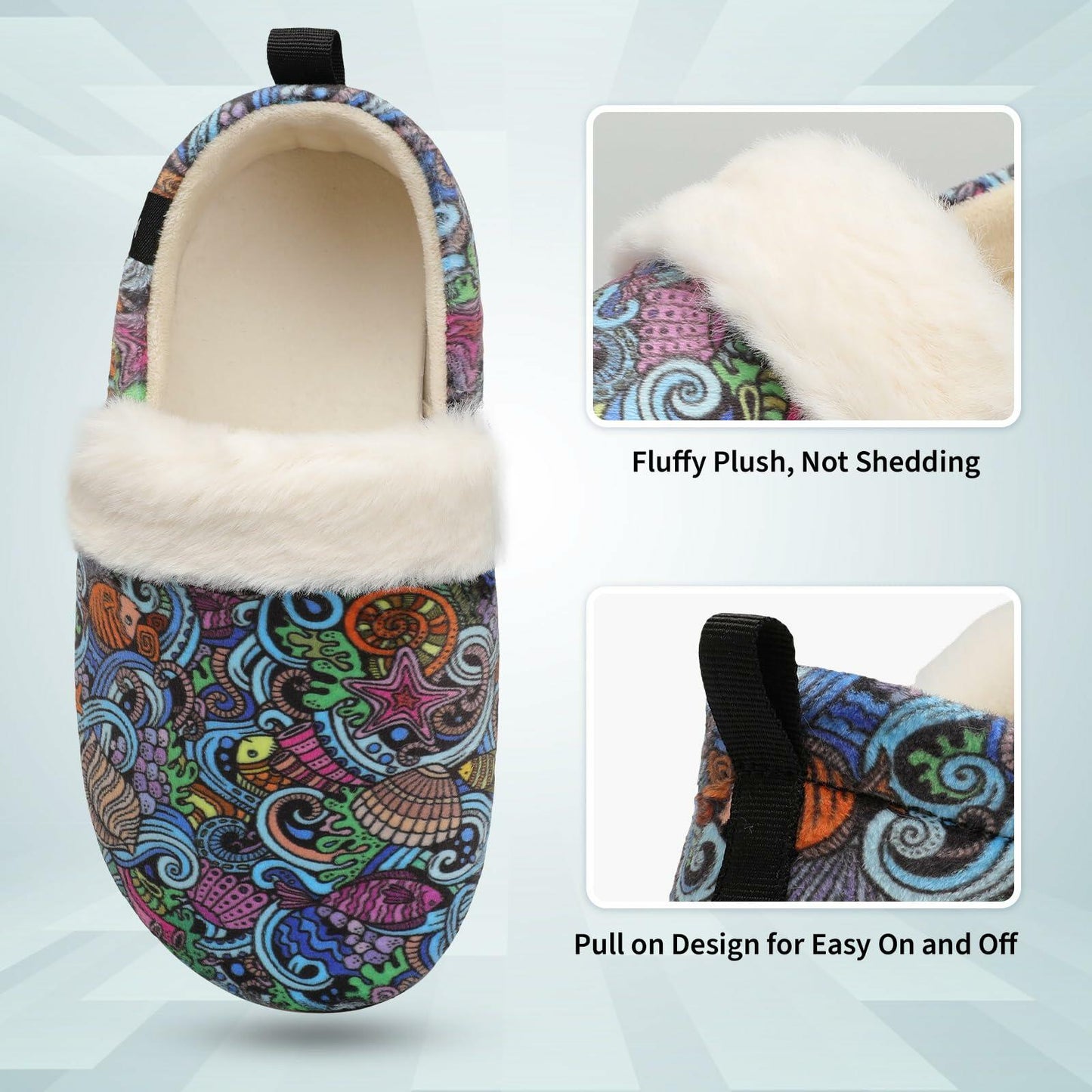 L-RUN Mens Slippers Soft Lightweight Slip-On Indoor Shoes Blue XL US