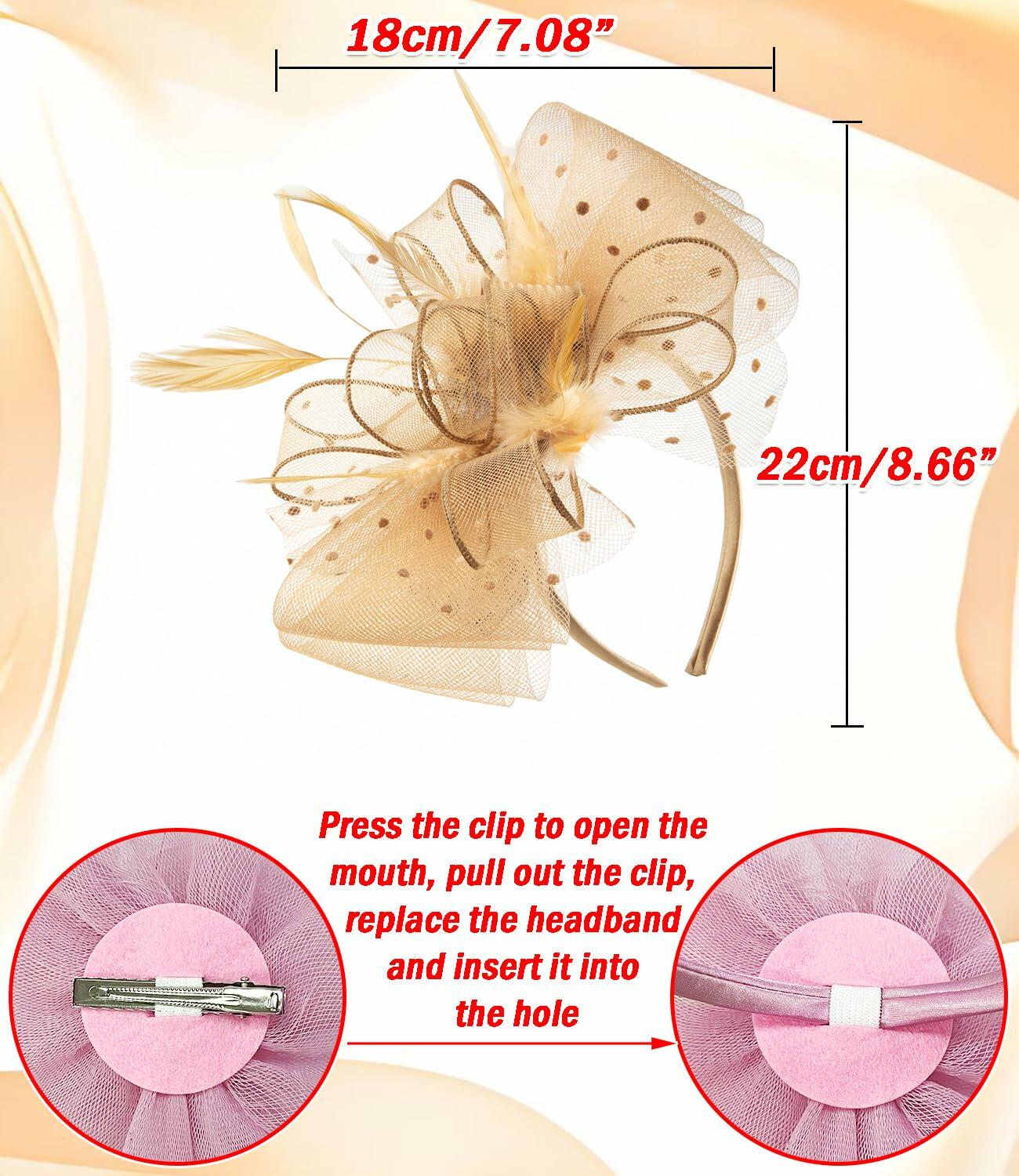 Unpifolov Fascinators Flower Mesh Feathers Headwear Dark Yellow