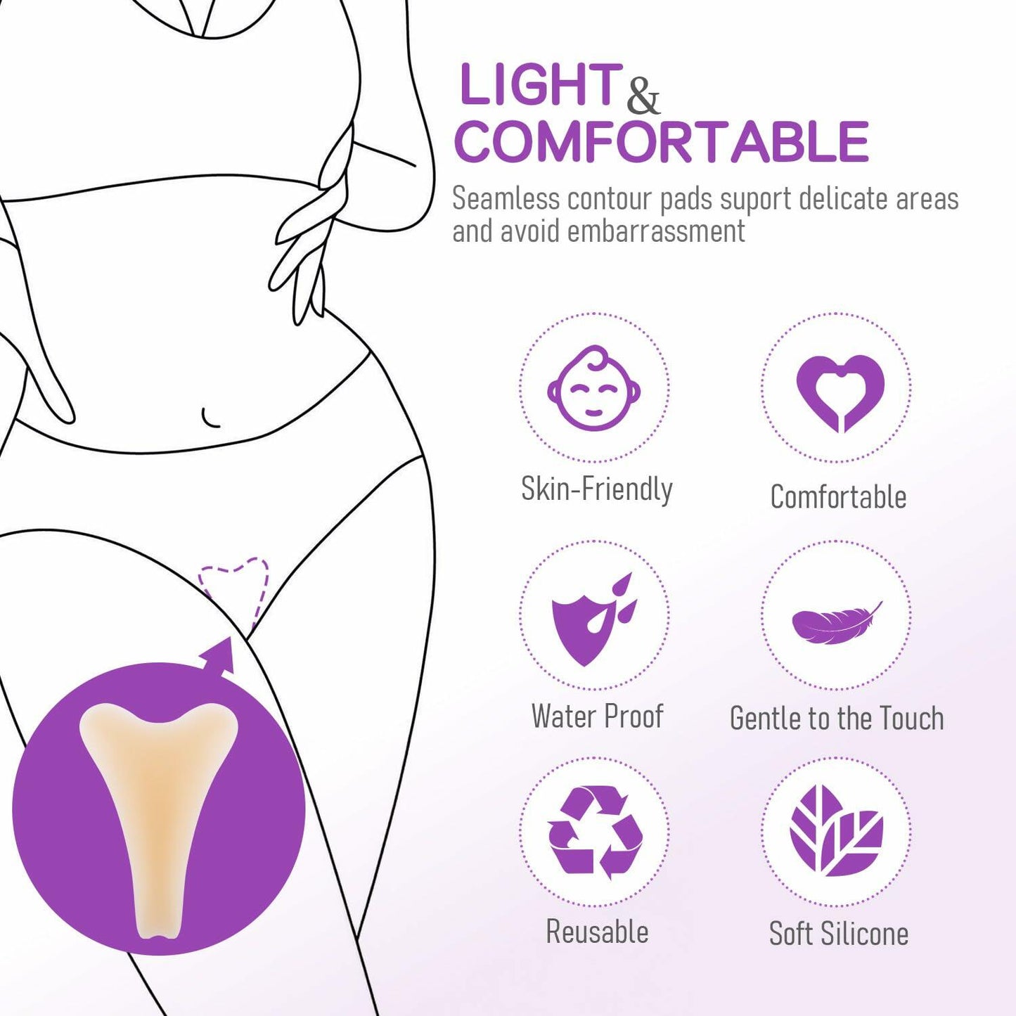 MiniMunch Camel Toe Concealer 2Pack Invisible Reusable Waterproof Light SkinTone