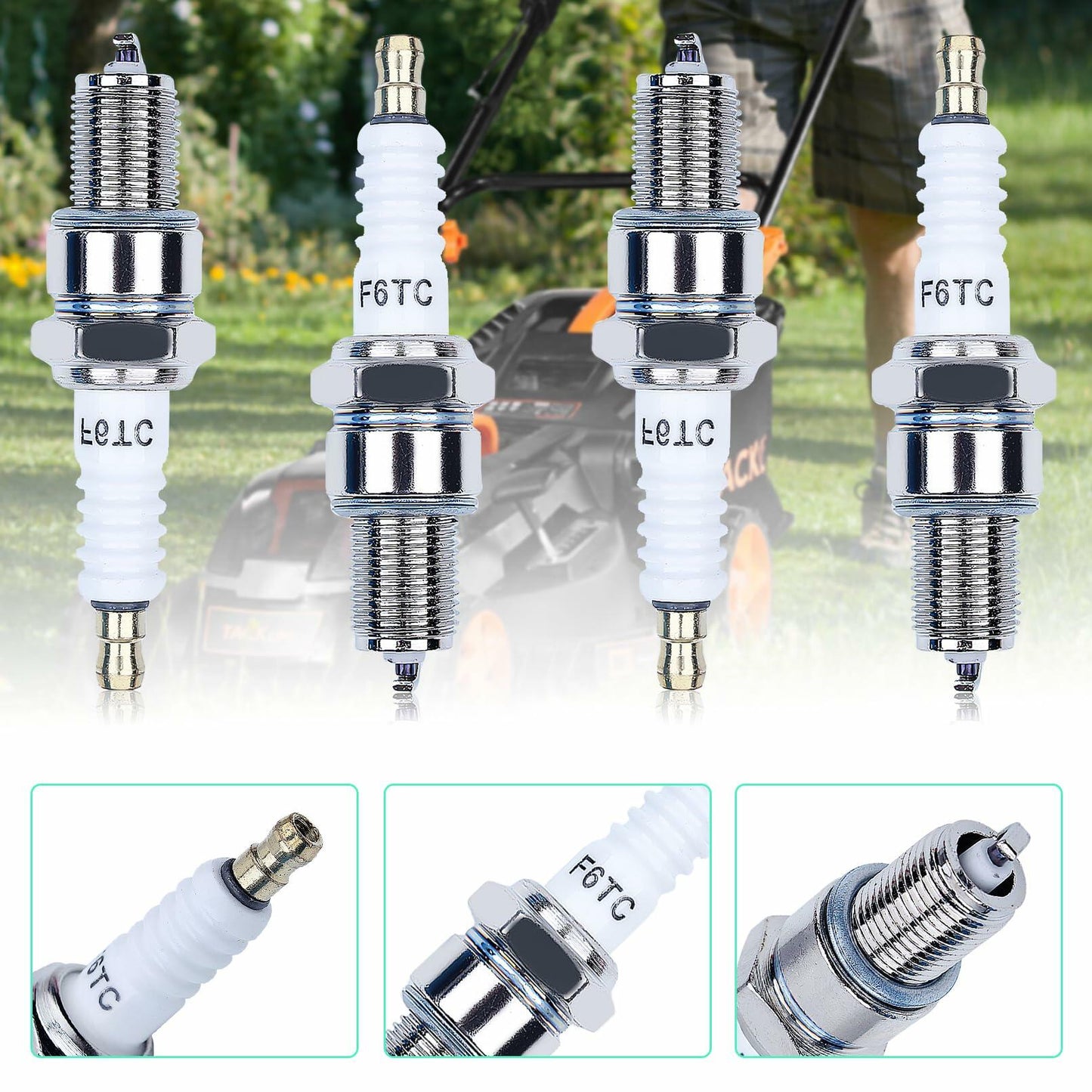 Adefol F6TC Spark Plug for NGK BP6ES Champion N9YC GX Series 4 Pack