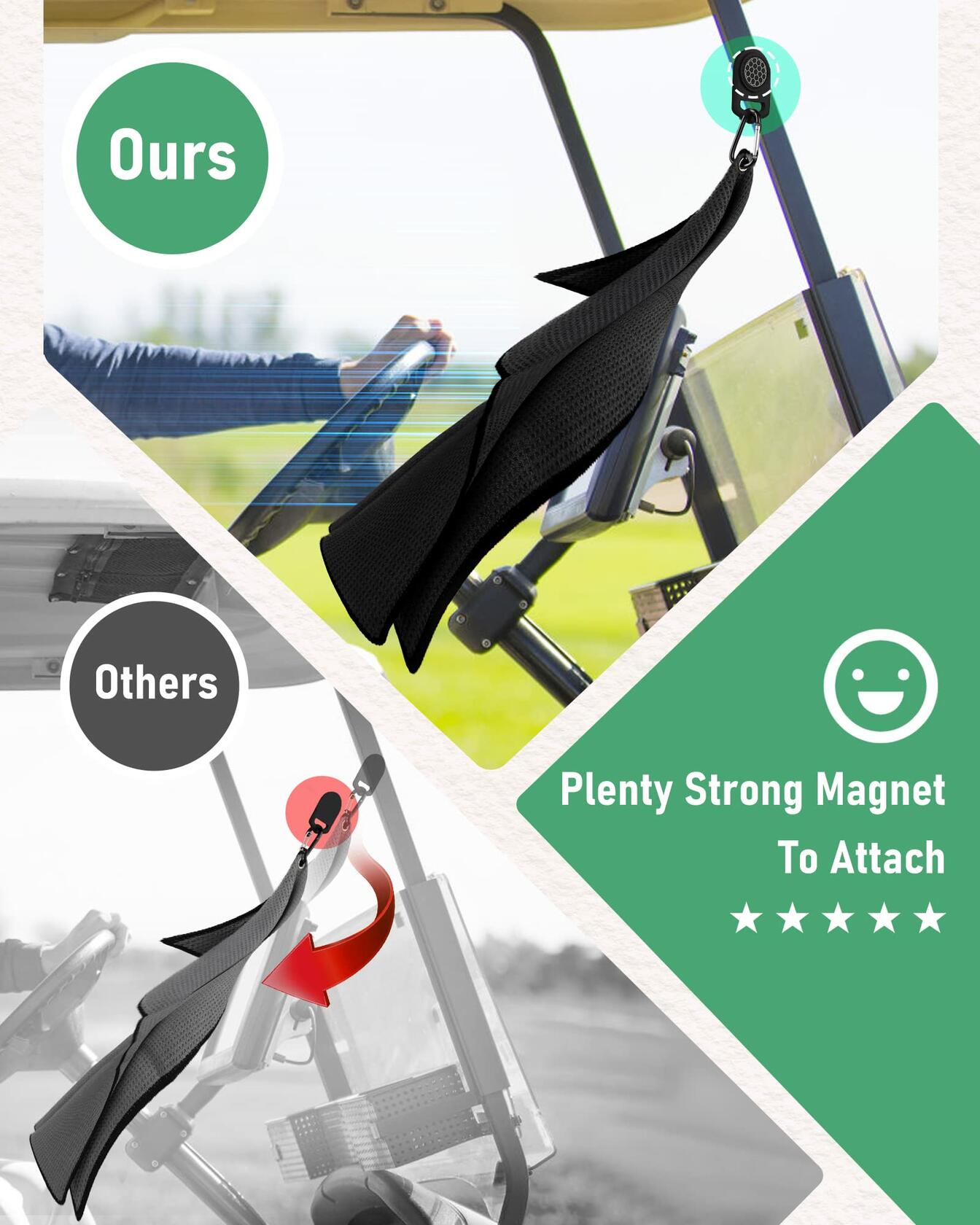 BIG TEETH Magnetic Microfiber Golf Towel with Clip for Men