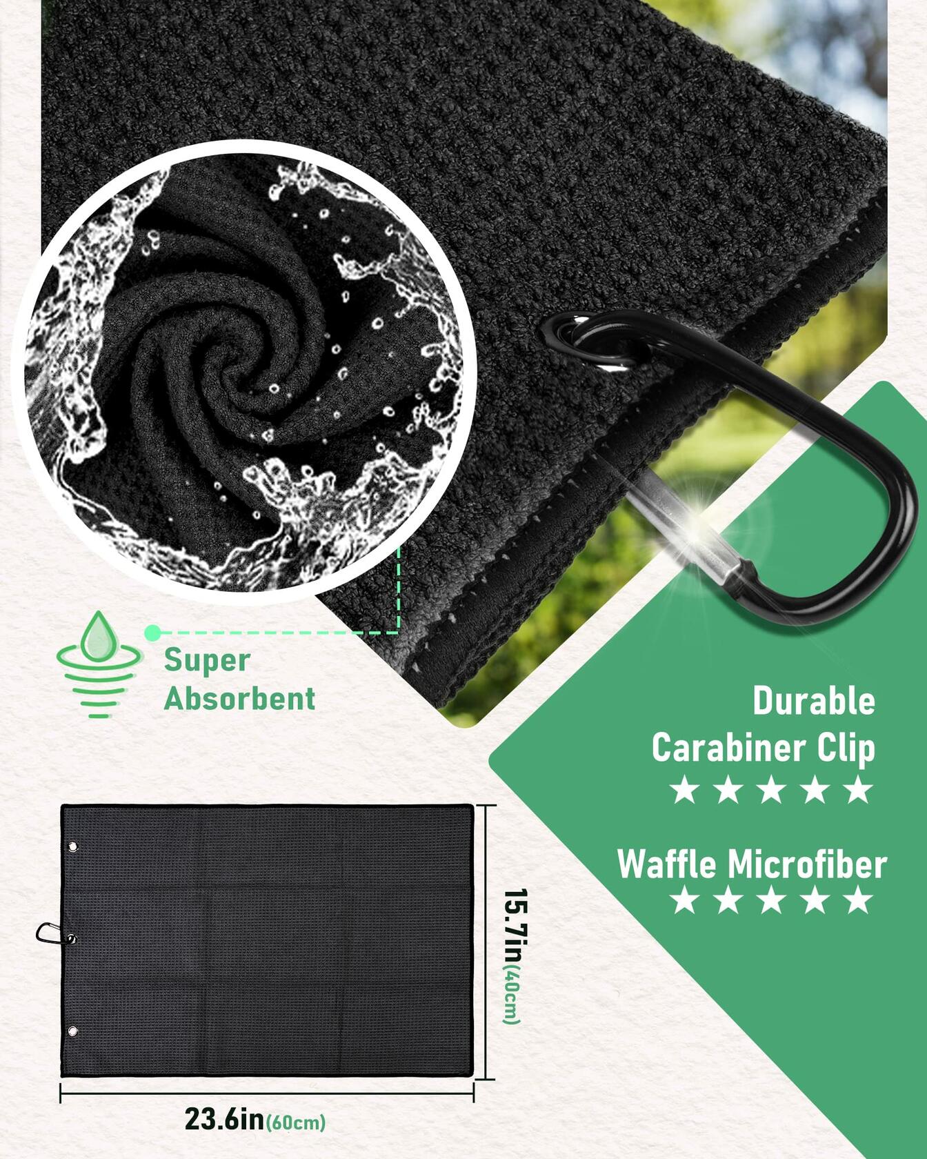 BIG TEETH Magnetic Microfiber Golf Towel with Clip for Men