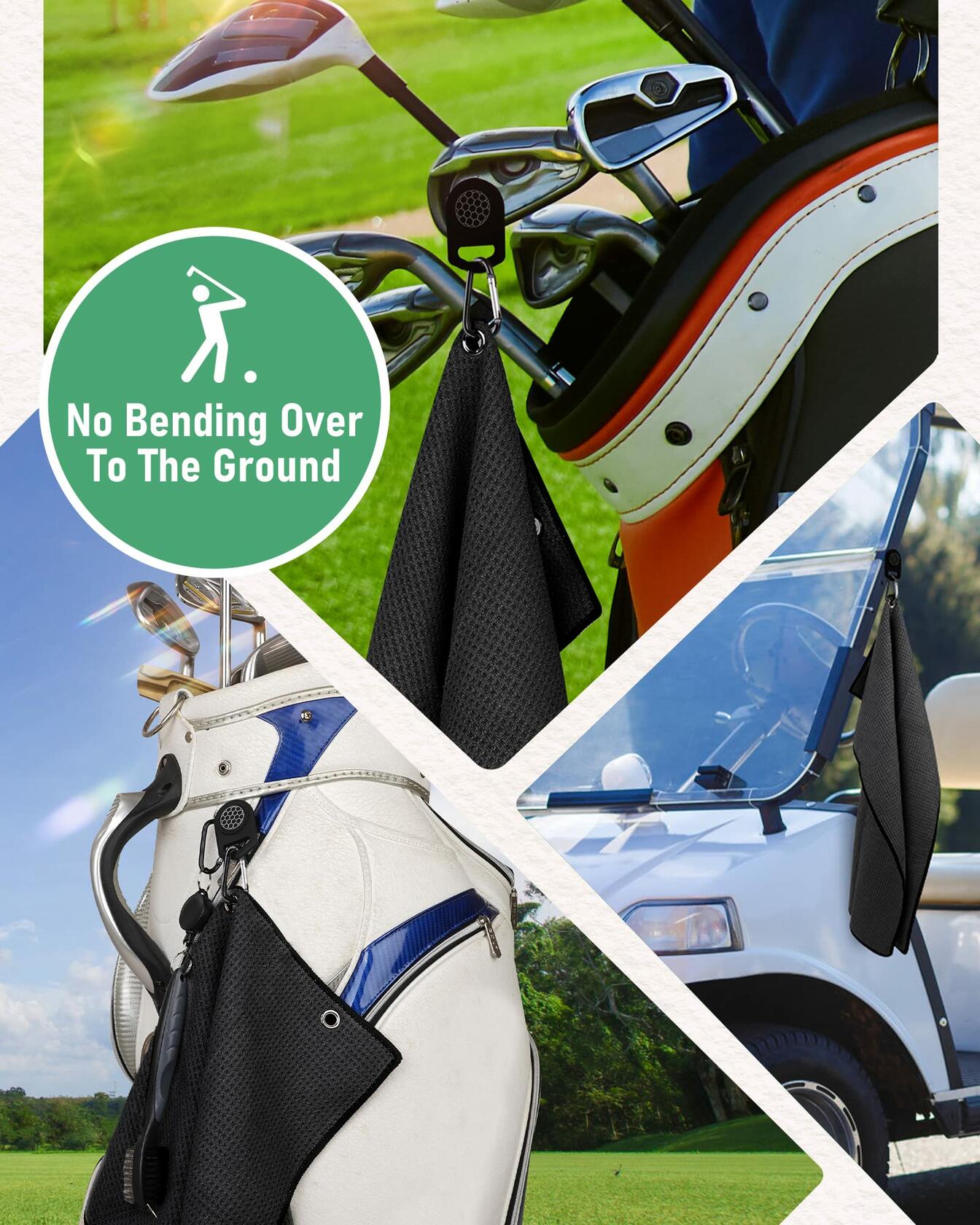 BIG TEETH Magnetic Microfiber Golf Towel with Clip for Men