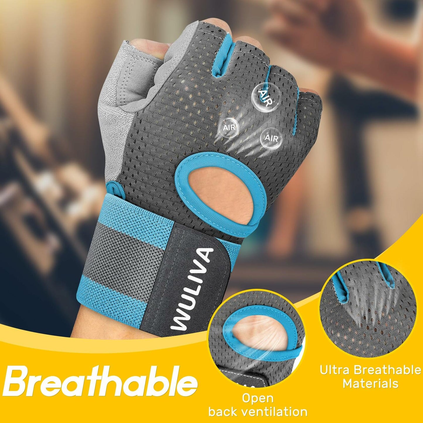 WULIVA Workout Gloves Padded Detachable Strap Gym Cycling Training Bag