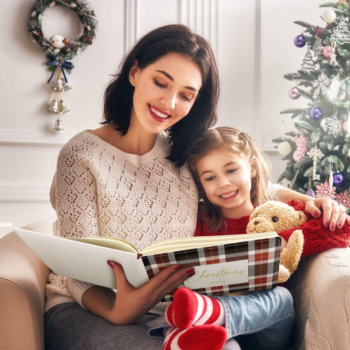 Frienda Leather Christmas Memory Book Scrapbook Album 9x6 White 144 Pages