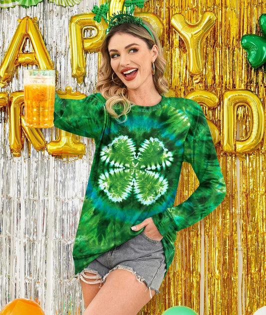 St. Patricks Day Womens Irish Shamrock Lightweight Raglan Sweatshirt Green 2XL