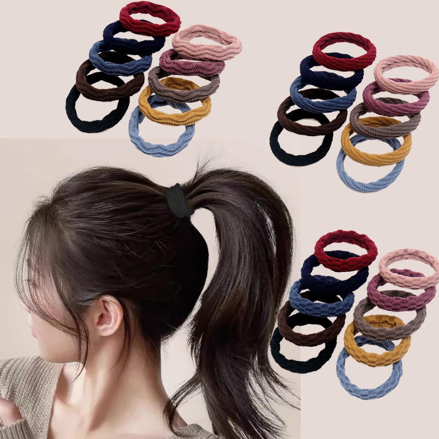 XXFBJNMD 20 pcs Strong Elastic Non-marking Thick Rubber Hair Bands Rope