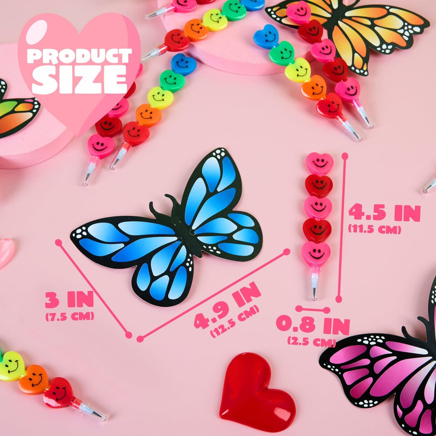 JOYIN 36PCS Valentines Day Kids Party Favor Set Butterfly Pencils Cards
