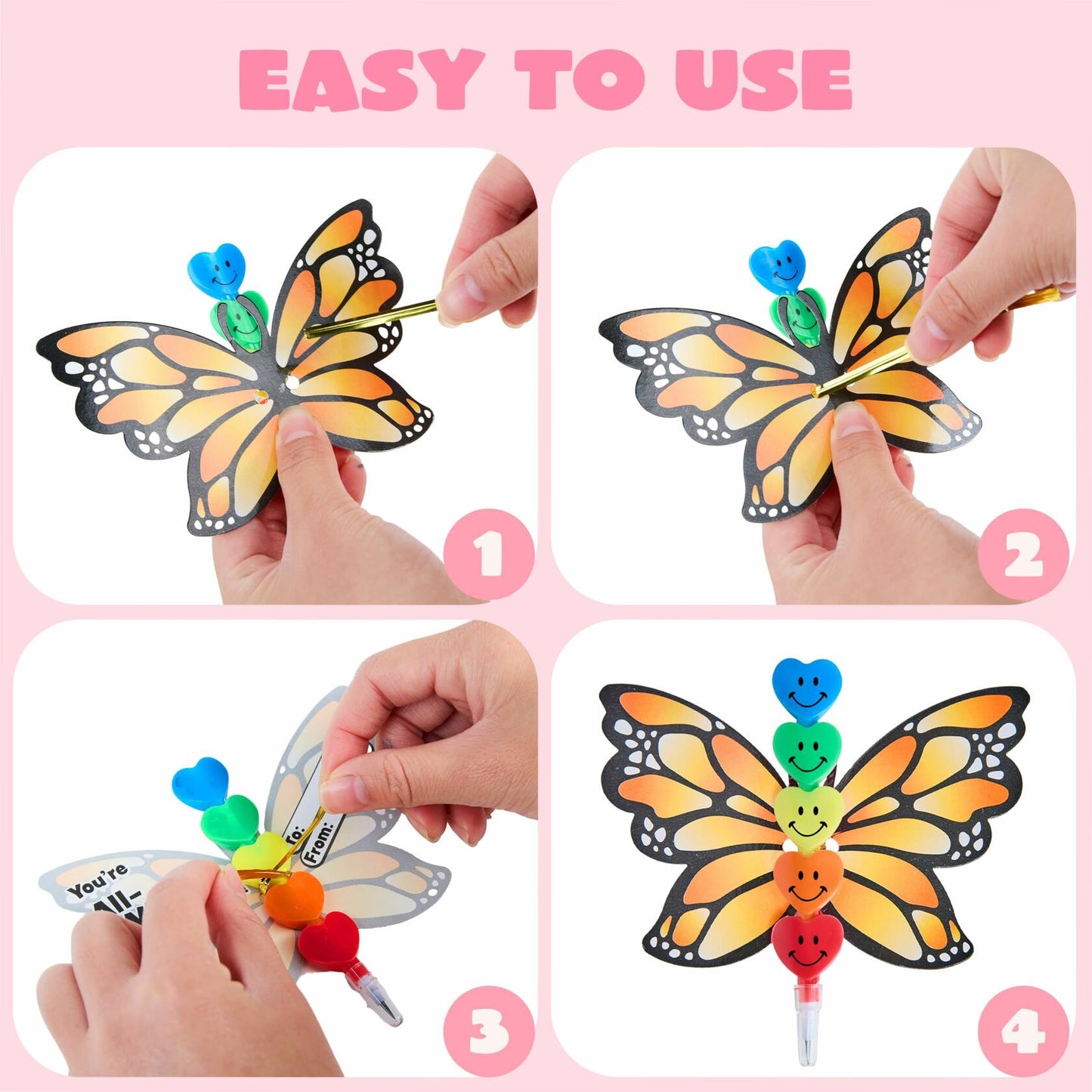 JOYIN 36PCS Valentines Day Kids Party Favor Set Butterfly Pencils Cards