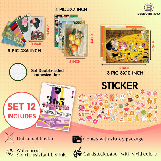 365DoRoTeYa Coastal Wall Art Prints Nautical Blue Seaside 12PCS Unframed