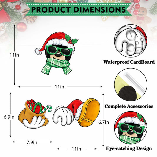 Bolisom Christmas Fence Peeker Garden Yard Sign Outdoor Xmas Decor