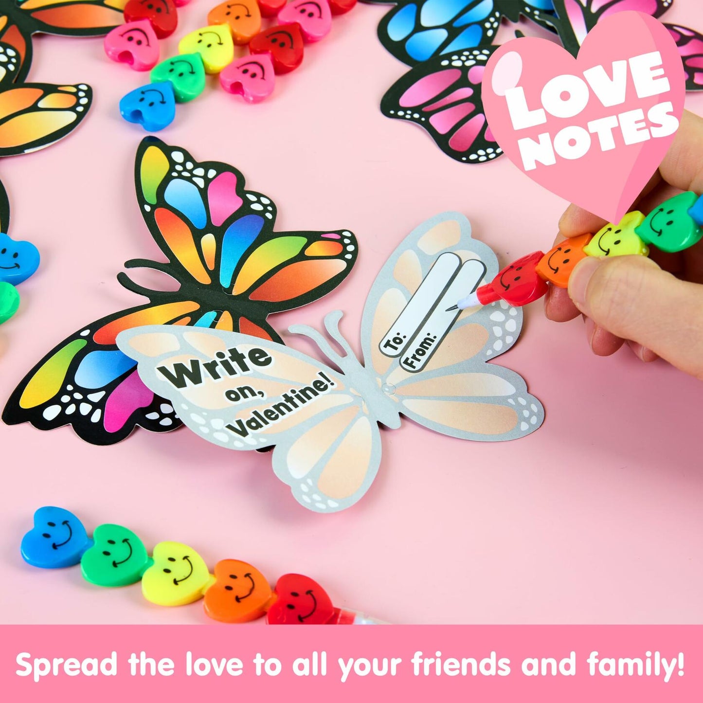 JOYIN 36PCS Valentines Day Kids Party Favor Set Butterfly Pencils Cards