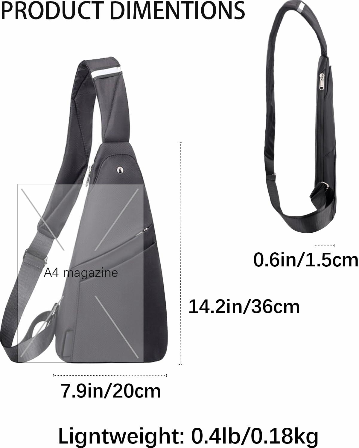 Sling Bag Anti Theft Crossbody Lightweight Shoulder Daypack Travel Black