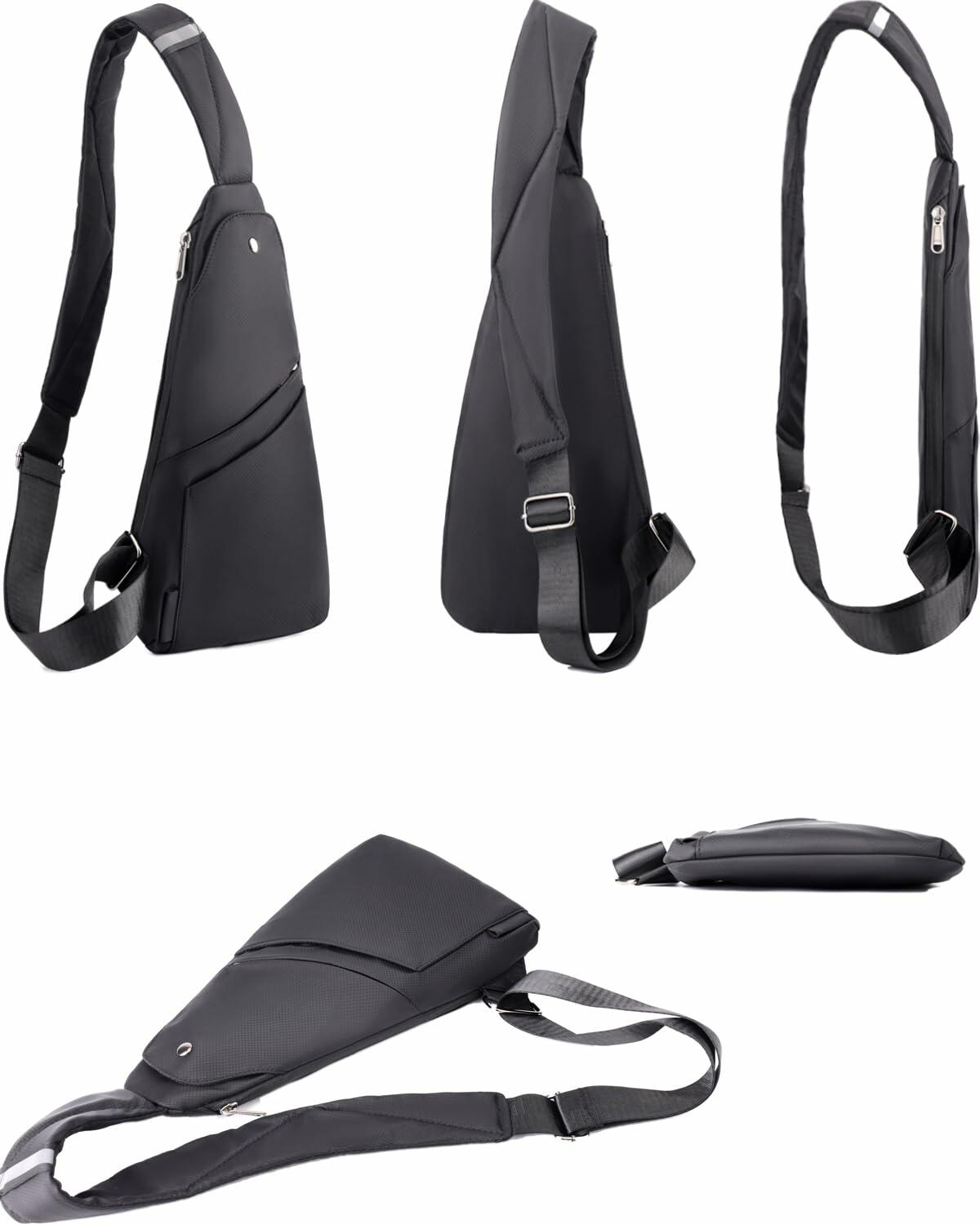 Sling Bag Anti Theft Crossbody Lightweight Shoulder Daypack Travel Black