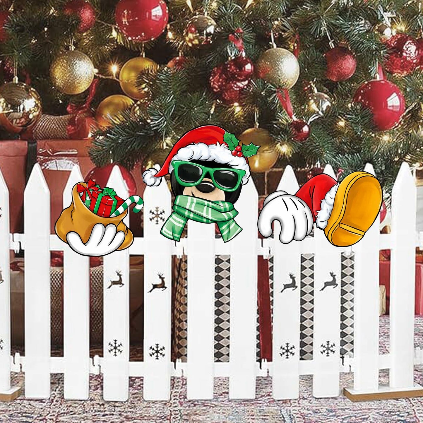 Bolisom Christmas Fence Peeker Garden Yard Sign Outdoor Xmas Decor