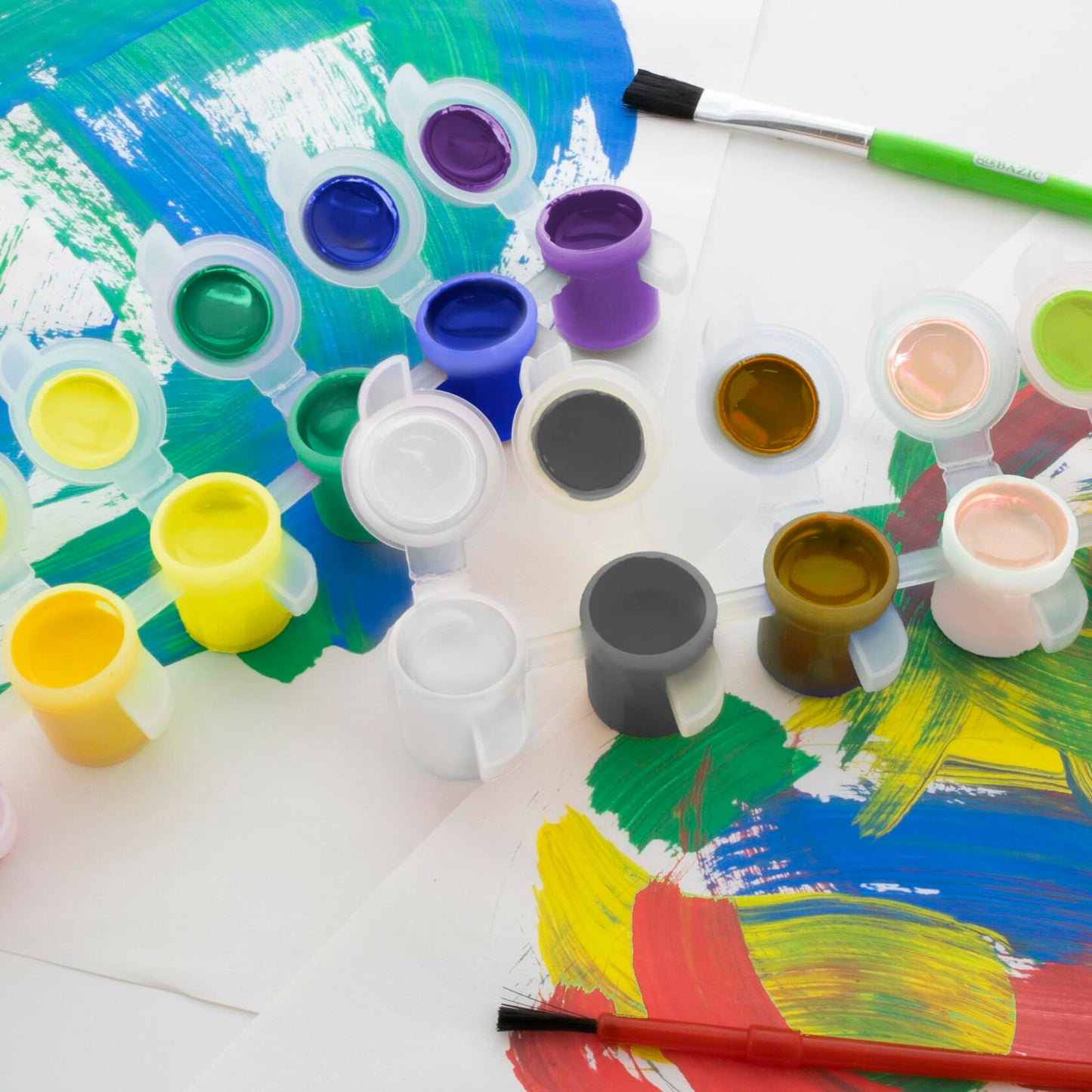 BAZIC Kids Paint Set 12 Colors 60ml Non-Toxic Vibrant Colors 1-Pack