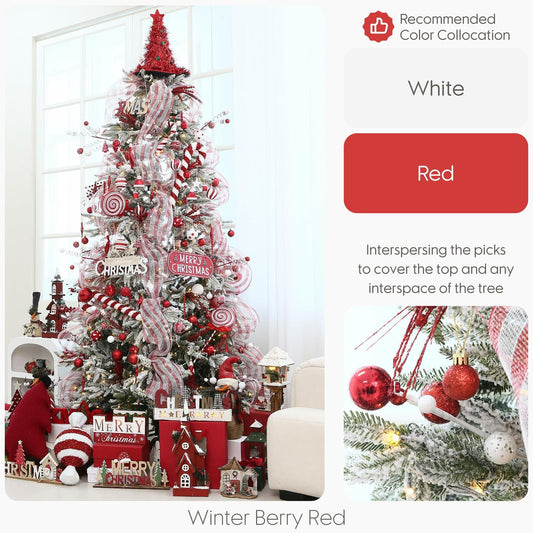 Sea Team Christmas Tree Branches Ornaments Twigs 15-Inch Champagne White 6-Pack