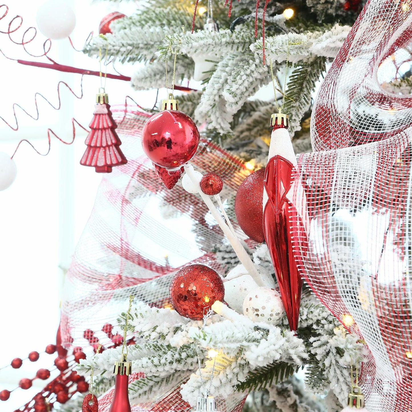 Sea Team Christmas Tree Branches Ornaments Twigs 15-Inch Champagne White 6-Pack