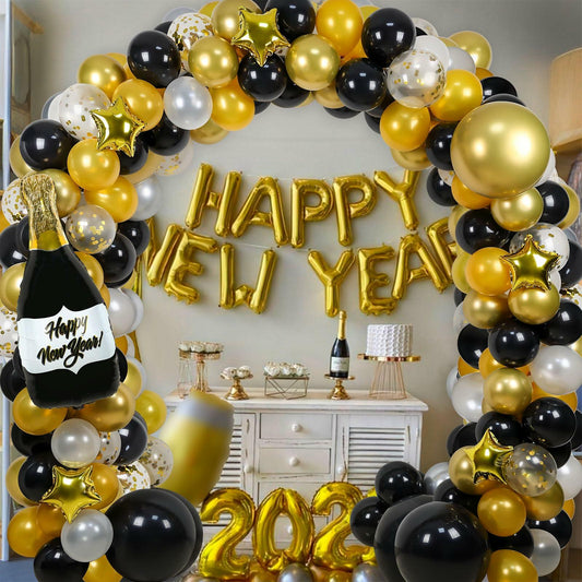 Happy New Year Balloon Arch Garland Kit 2025 Party Supplies Decorations