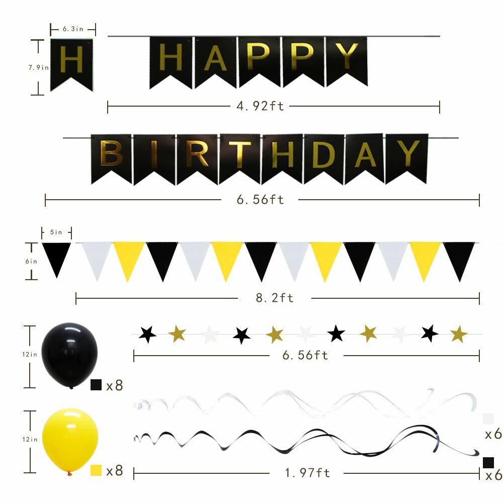 ADLKGG Navy Blue Silver Black Birthday Party Decorations Banner Balloons Set