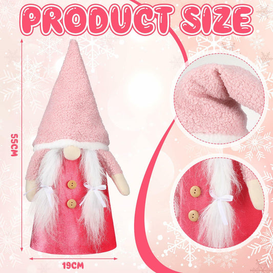 Gejoy Christmas Tree Topper 21.65in Pink Gnome Plush Scandinavian Xmas Decor