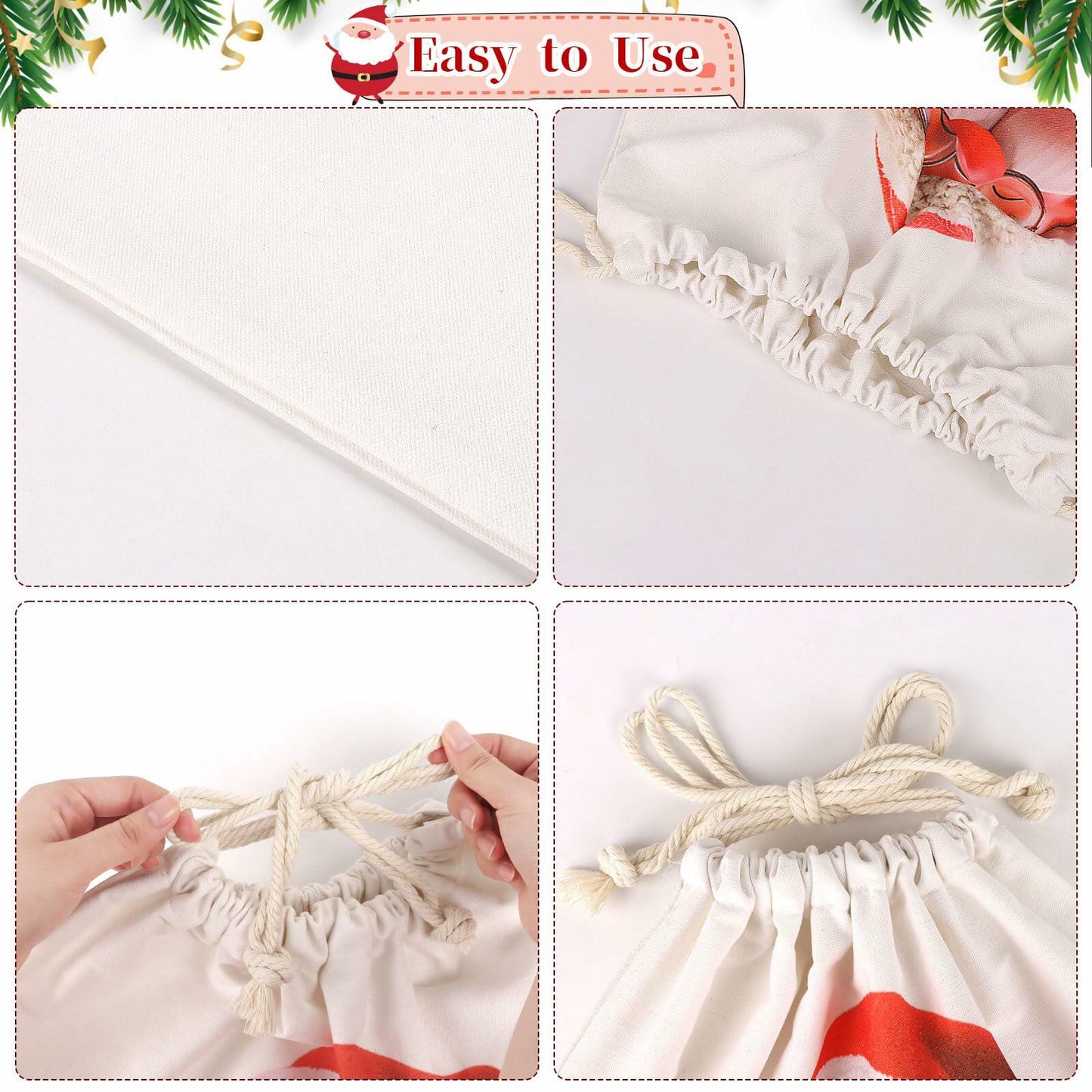 CCINEE Canvas Santa Sack Personalized Letter J Drawstring Red 27x20in