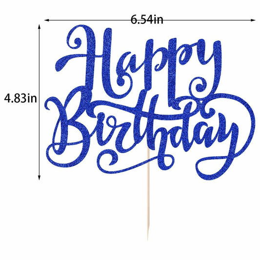 Handmade Flash Happy Birthday Cake Topper Black Birthday Party Decor