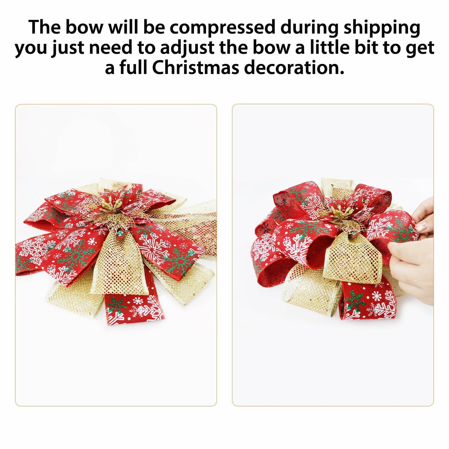 Filltown Christmas Tree Topper Bow 53x13 Inch Red & Gold Xmas Ornament