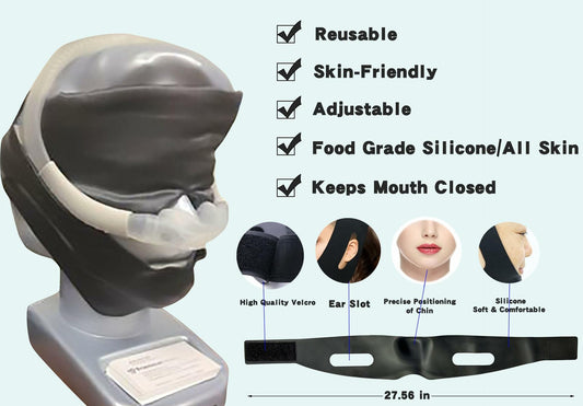 Anti Snoring Silicone Chin Strap Adjustable Mouth Close Pink for Men Women