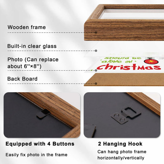 HitToys Christmas Photo Frame 6x8 Wood Sign White Xmas Wall Decor