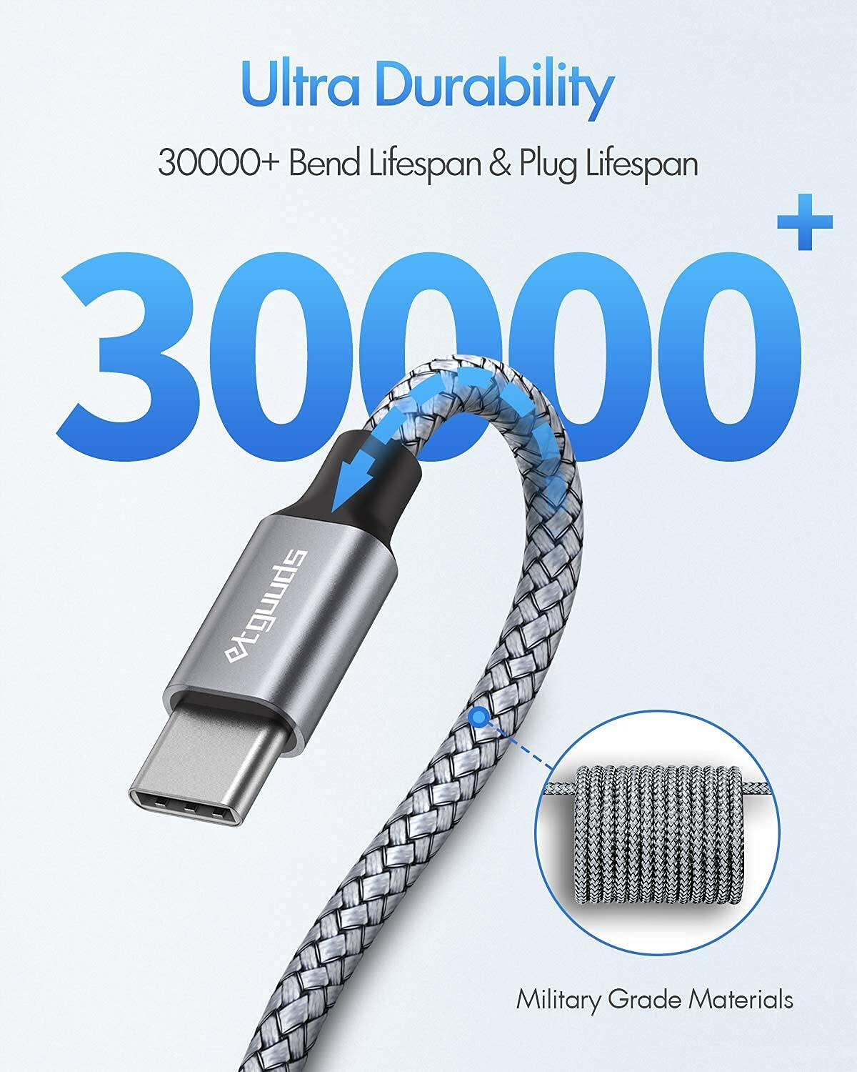 etguuds USB C to USB C Cable 3ft 2-Pack 60W Fast Charging Black