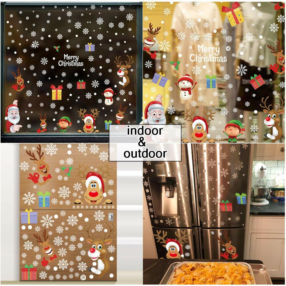 Christmas Window Clings Milky Snowflakes Xmas Stickers 160pcs Winter Decor