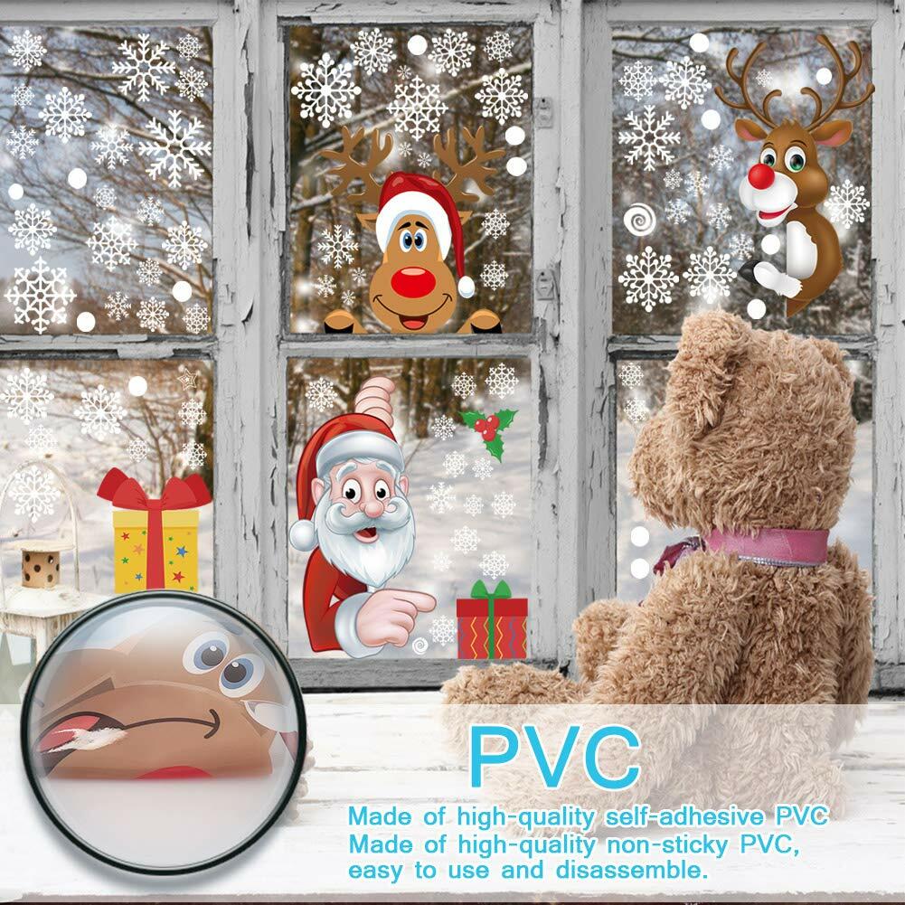 Christmas Window Clings Milky Snowflakes Xmas Stickers 160pcs Winter Decor