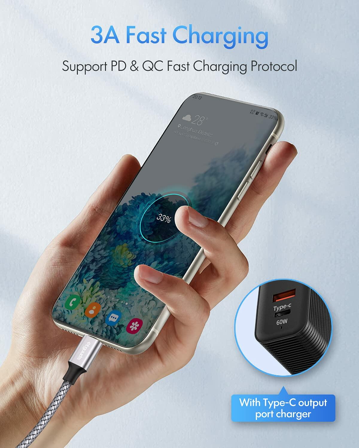 etguuds USB C to USB C Cable 3ft 2-Pack 60W Fast Charging Black