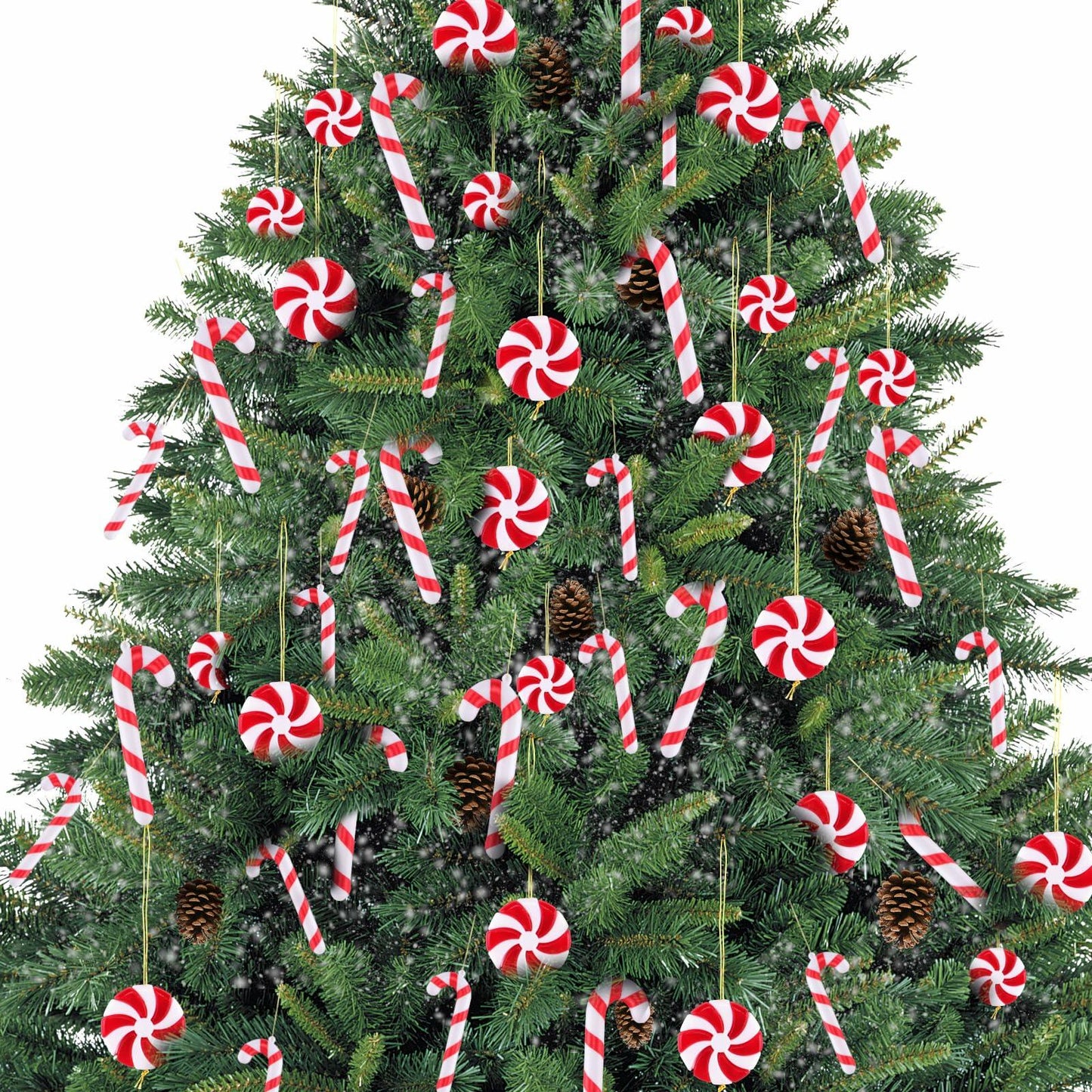 40 Pack Candy Cane Christmas Ornaments Plastic Peppermint Tree Decorations