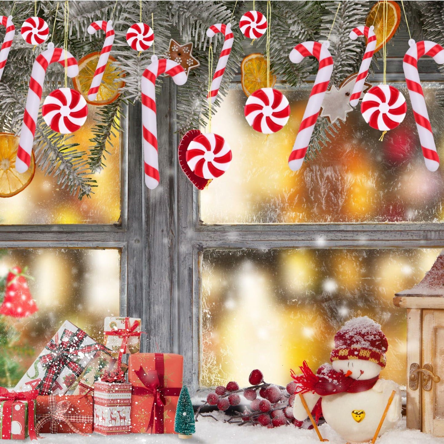40 Pack Candy Cane Christmas Ornaments Plastic Peppermint Tree Decorations