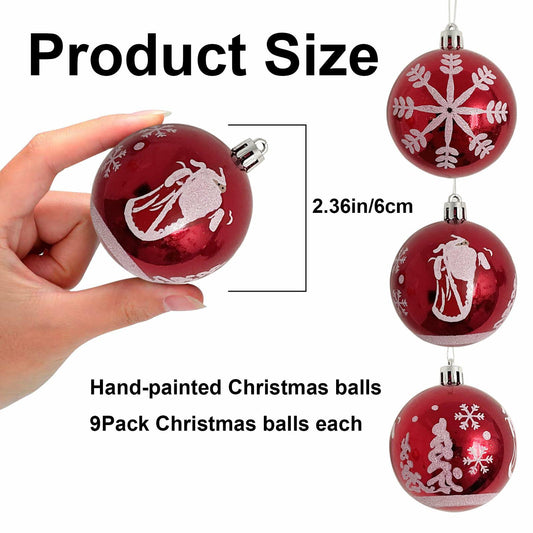 KTKDE Christmas Balls Ornaments 2.36" 60mm 9 Pcs Colored Shatterproof Set