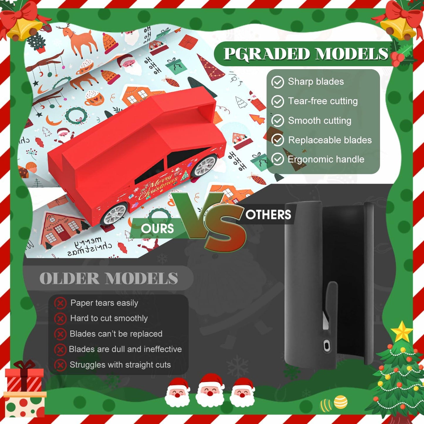 Gift Wrapping Paper Cutter Sliding with 5 Replaceable Blades Holiday Tool