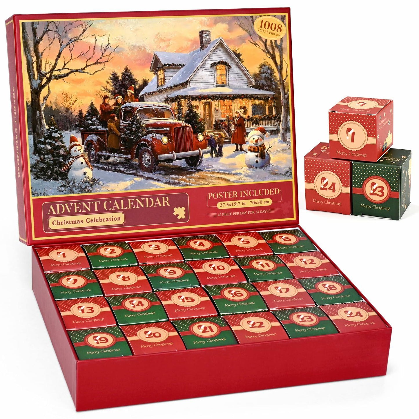 Homlouue Jigsaw Puzzle Advent Calendar 2024 1008pcs 27.56x19.68in